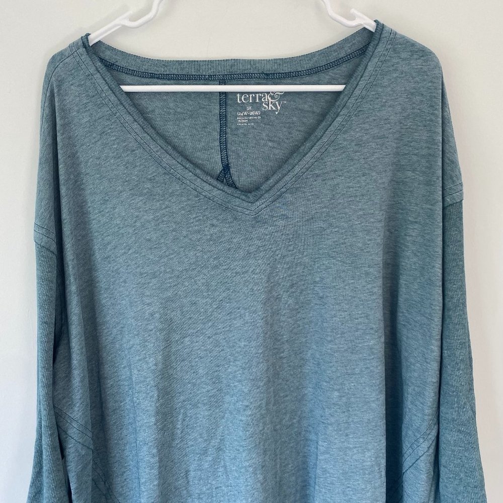 Terra & Sky Turquoise Top Women's Plus Size 3X Blouse Terra and Sky